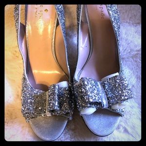 Kate Spade silver bow heels
